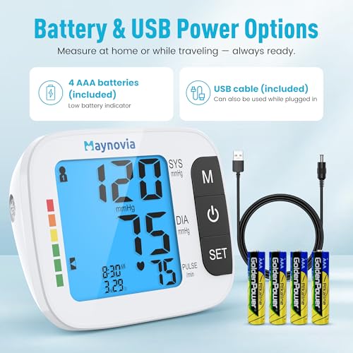 Maynovia Upper Arm Blood Pressure Monitor with Wide Cuff, Automatic Digital BP Machine for Home Use, Voice Broadcast, Larg...