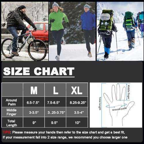 weiatas Winter Fingerless Gloves for Men Women Touch Screen, Cold Weather Thermal Sport Gloves for Fishing Running Cycling...