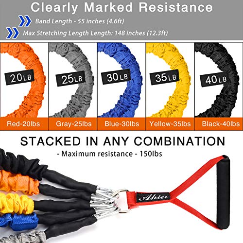 AHIER 14PCS Resistance Bands Set, Exercise Bands for Men & Women, 20lbs to 40lbs Workout Bands, Elastic Resistance Bands w...