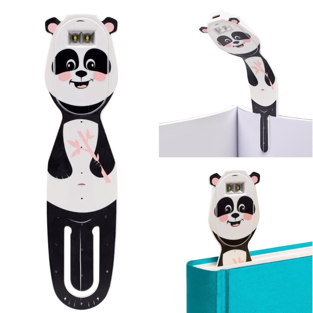 Gifts for Readers & Writers Flexilight Pal Bookmark Light | Rechargeable LED Clip On Lamp | Panda Design