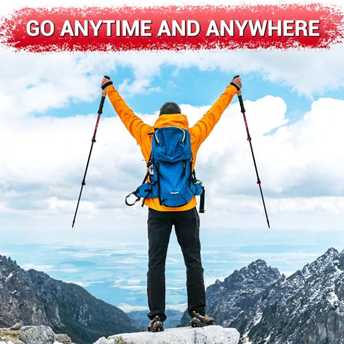TheFitLife Trekking Poles - Lightweight 7075 Aluminum Hiking Sticks with Cork Grips, Adjustable Telescopic Design, Metal F...