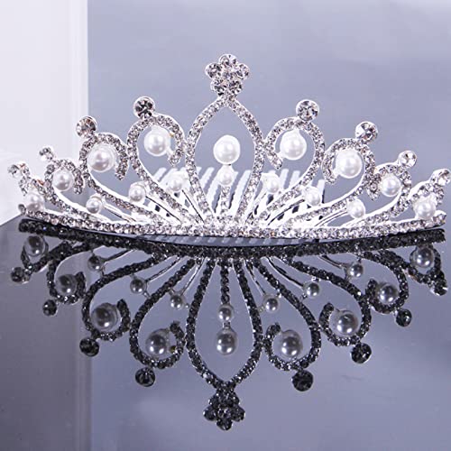 Lyellfe 6 Pack Girls Tiara Crown, Silver Crystal Tiaras and Crowns with Comb, Elegant Princess Queen Rhinestone Headband H...