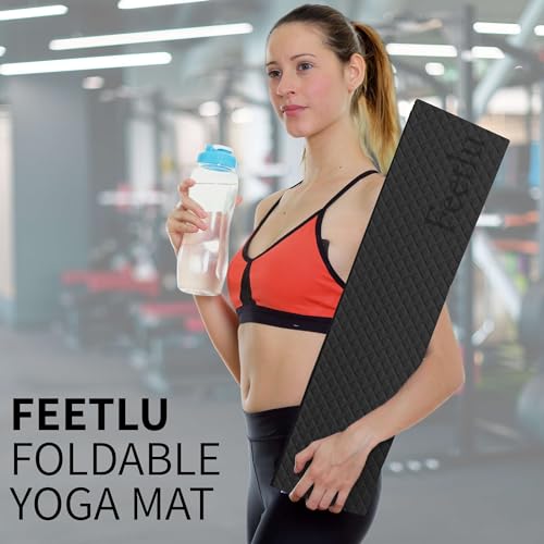 Feetlu Foldable Yoga Exercise Mat – Lightweight, Anti-Slip, and Easy to Store for Yoga, Pilates, Home Workouts, and Floor ...