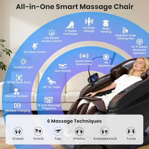 KTENTITO 4D Music Rhythm Massage Chair Full Body, 2026 Unique Sonic Resonance Zero Gravity SL-Track Shiatsu Recliner with ...