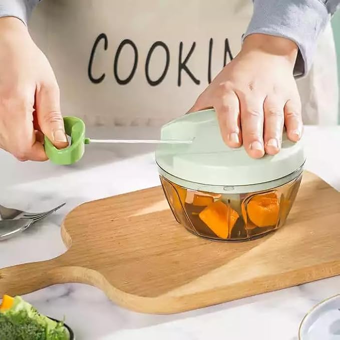 Manual Pull-Cord Vegetable Chopper โ 2 Cup Mini Food Processor โ Color Variations (Mint Green)
