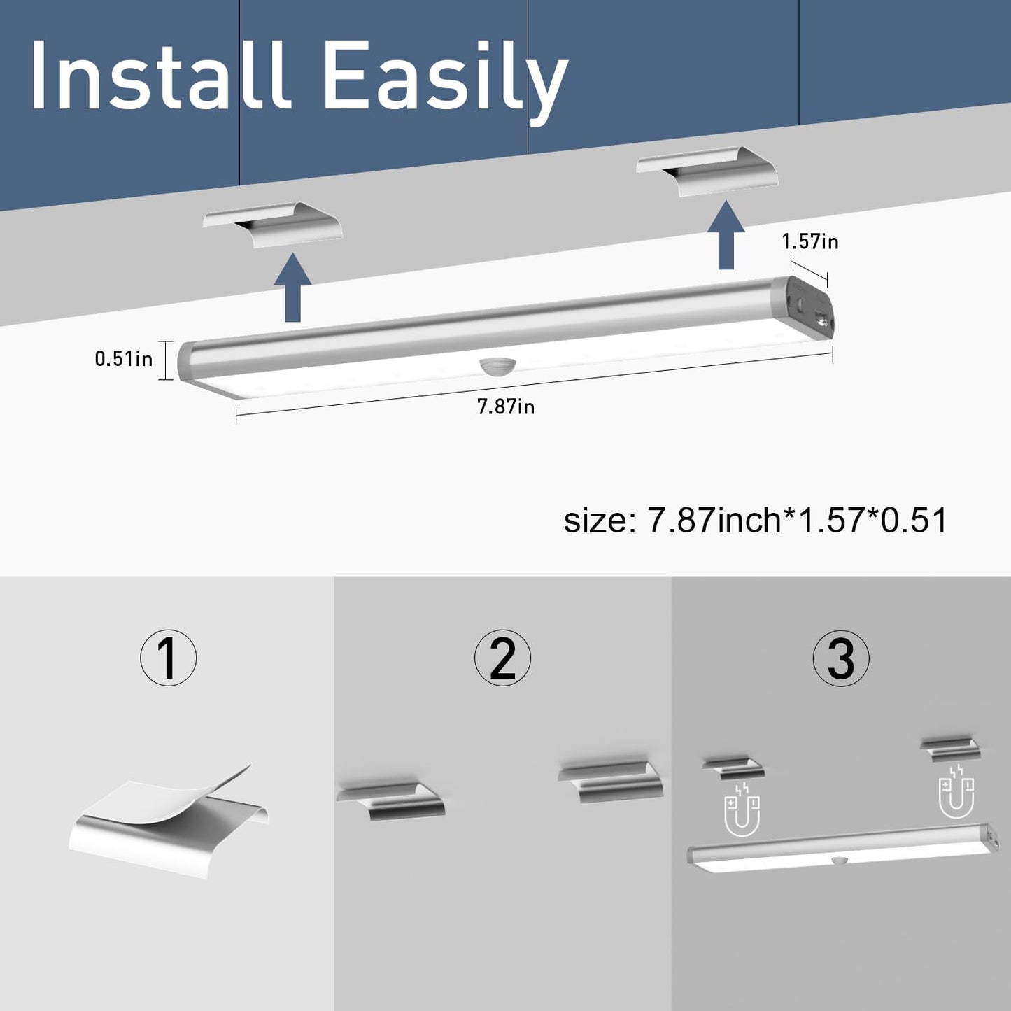 Under Cabinet Lights 58 Led Motion Sensor Light Indoor Rgb Rechargeable Under Cabinet Lighting With Remote 3Pack Stick-On Magnetic Wireless Closet Light Bar For Kitchen Shelf Car Hallway