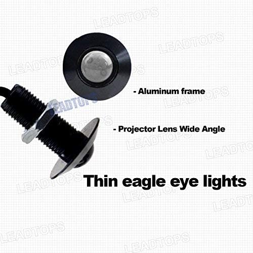 LEADTOPS Eagle Eye LED Lights 10-pack, 12V Ultra Thin 23mm Bulbs, Yellow, Black, Model 4350384140