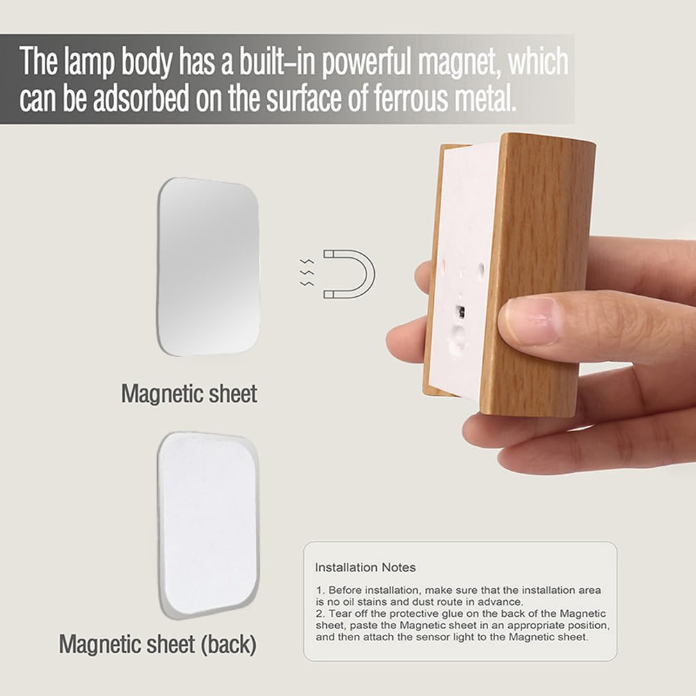 Landgoo Wooden Led Step Lights Wall Lamp 2700-3000K Motion Sensor Night Lights Rechargeable Stair Lights For Hallway Indoor Lighting(White Ash Wood 2Pcs)