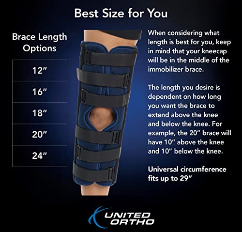 United Ortho 61016 3-Panel Knee Immobilizer, 16" Size