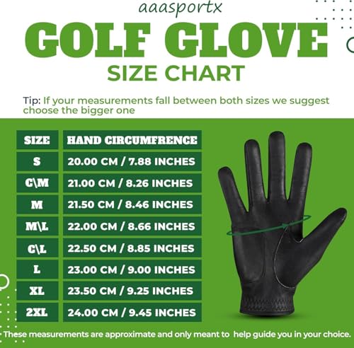 aaasportx Golf Gloves Men 3 Pack for Golfer (Worn On Left/Right Hand) Golf Glove Breathable Comfotable Fit Great Golf Gifts