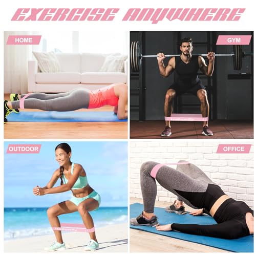 Hollowfly 12 Pcs Latex Resistance Loop Exercise Bands for Booty Workout Stretch Exercise Bands Non Slip for Legs Squat Res...