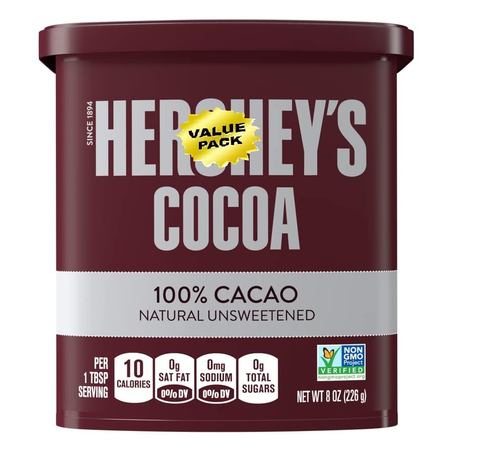 Cacao Natural Unsweetened Cocoa Powder Can 8 oz Pack of 2 - Perfect for Baking & Smoothies Non-GMO Certified Gluten-Free 226G Value Pack of 2 Cans (16 oz)
