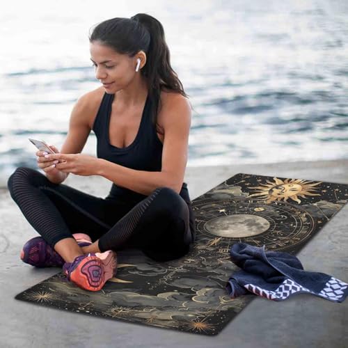 GOODOLD Astrological Pattern Yoga Mat, 71 x 26 Inch Non-slip Yoga Mats Folding Travel Exercise Mat Indoor Outdoor Gym Pila...