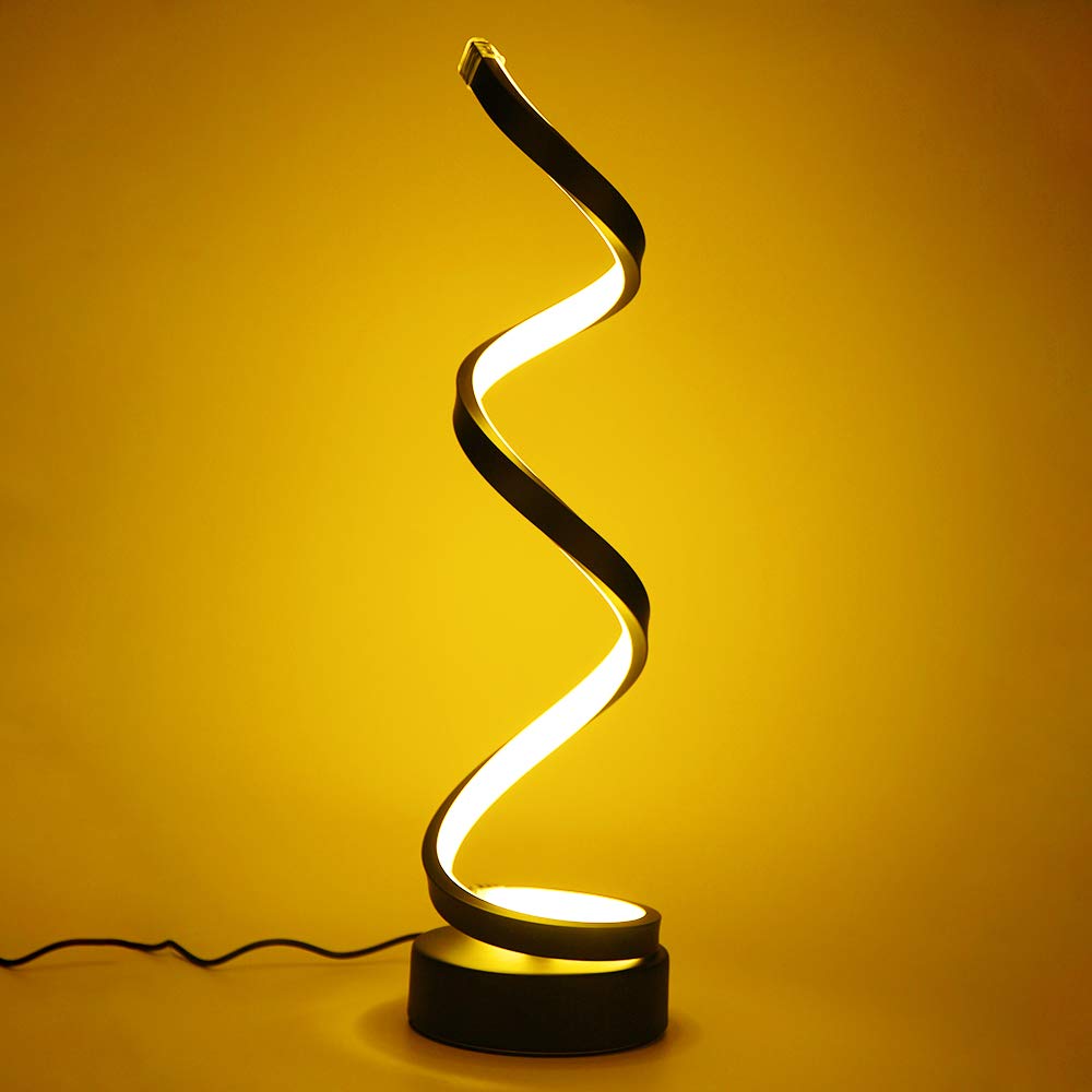 Elinkume Modern Led Table Lamp, 12W Dimmable Minimalist Design, Black Warm White, Model Tb-Tl008-Bwo, Perfect For Bedroom & Office