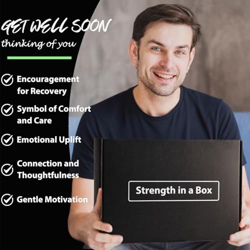 Care Package for Men - Get Well Soon Gifts for Men with Plush Blanket, Ceramic Mug Set, Socks, PU Notebook, Pen, Stress St...