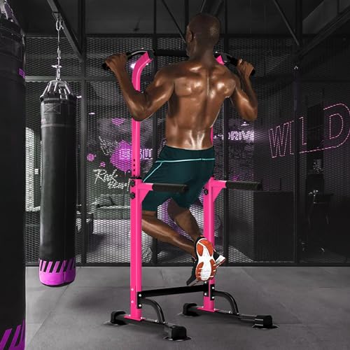DlandHome Power Tower Pull Up Dip Station Multi-Function Fitness Equipment for Strength Training Adjustable Height Dip Sta...