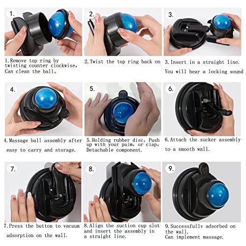 Mountable Body Massage Ball Roller with Suction Cup, Pain Relief for Back, Neck, Shoulder Tension
