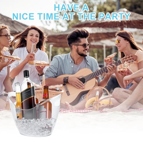 4 Pcs Ice Bucket for Parties, 4L Clear Acrylic Beverage Tub with Scoops, Wine Buckets for Mimosa Cocktail Bar Parties Supp...