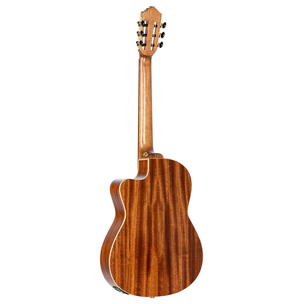 Ortega Guitars 6 String Performer Series Solid Top Thinline Crossover Acoustic-Electric Nylon Classical Guitar W/Bag, Right (Rce