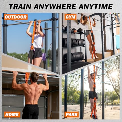 Pull Up Assistance Bands, 350lbs Heavy Duty Resistance Band for Pull Up, 4 Pull Up Bands with Two Foots Fabric Feet/Knee R...