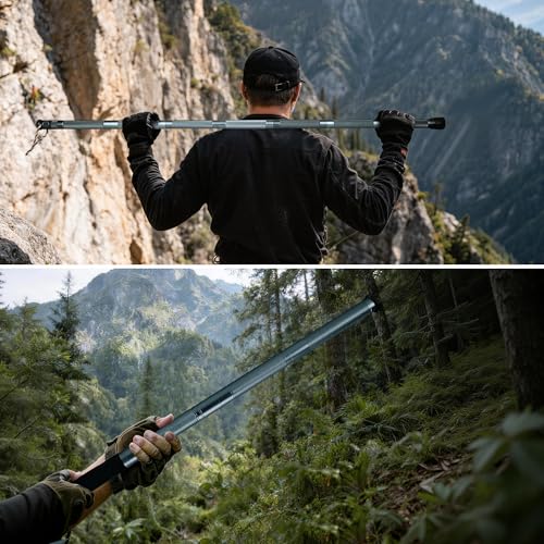 Tactical Survival Walking Stick, 16-in-1 Hiking Staff Heavy-Duty Collapsible Multitool for Camping, Reliable Tactical Kit ...