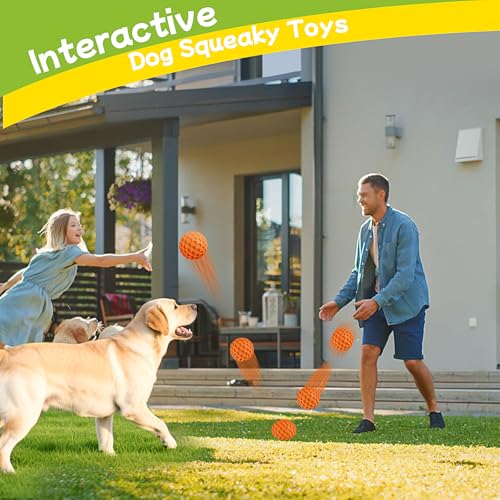 havit Indestructible Squeaky Dog Balls for Aggressive Chewers, Interactive Dog Toys to Keep Them Busy, Rubber Dog Chew Toy...