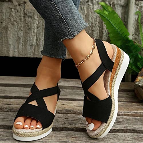JEUROT Espadrilles Wedge Sandals for Women Open Toe Summer Dressy Sandal Ankle Strap Comfortable Platform Walking Shoes