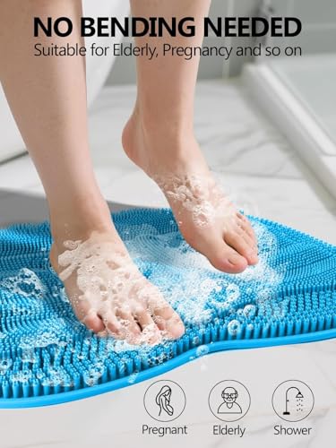 Kalolary Silicone Shower Foot Scrubber Mat, Large Foot Scrubber in Shower with Non Slip Suction Cups Foot Cleaner Brush to...