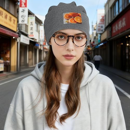 YANYU Fresh Orange Fruit Print Lightweight Waffle Pullover Hat Men Women Winter Headwear Outdoor Camping Travel