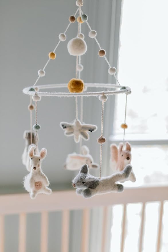 Pehr Classic Wool Felt Baby Mobile, Field of Dreams | Handmade Nursery DΓ©cor | Includes Gift Box | Ethical & Enchanting | 28β x 9β