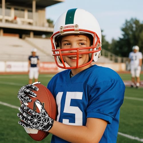 hisptgo Youth Football Gloves, Sticky Silicone American Football Receiver Gloves, Super Grip Rugby Gloves Comfortable Fit ...