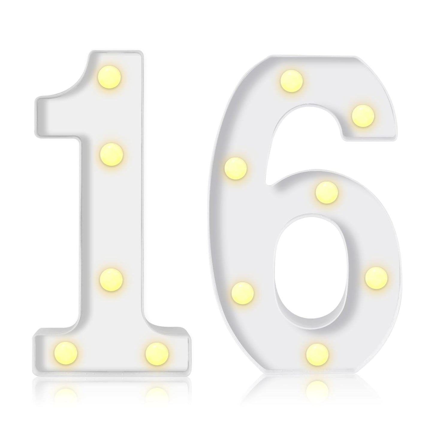 8.7In 16th Birthday Decorations Gifts for Her Him, Light Up Numbers Decorative Sign for 16th Birthday Wedding Work Anniversary B