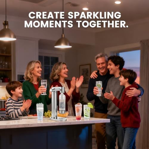 Soda Maker Sparkling Water Maker, Manual Stainless Steel Carbonation Machine for Home, Compatible with 60L Threaded COโ Cylinders (Not Included), Water Carbonator with BPA free PET Bottle