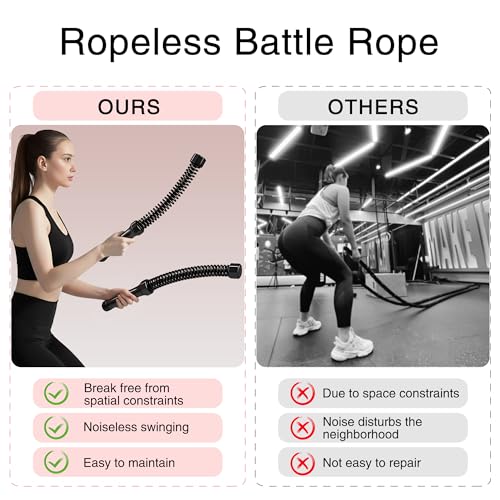 2PCS Weighted Ropeless Battle Ropes, 3.5 lbs in total, Heavy Duty Workout Rope for Home Gym with Training Poster, Portable...