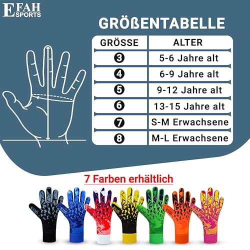 EFAH SPORTS Soccer Goalkeeper Gloves for Boys Kids Children Youth Adult Professional Goalkeeping Glove with Strong Grip Pr...