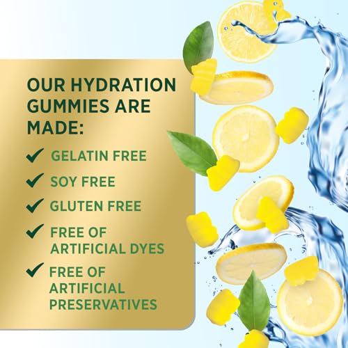 Hydration Electrolyte Gummies - Daily Liquid Replenisher Gummy - Electrolyte Multiplier with Minerals, Potassium & Real Sa...