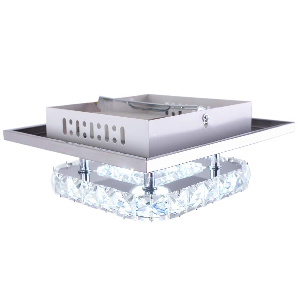 diisunbihuo Modern Crystal Chandelier 15W Cool White Mini Square Flush Mount Ceiling Light for Bedrooms and Dining Rooms