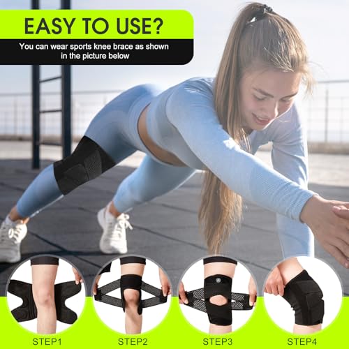 Knee Brace for Women & Men Breathable Compression Knee Support with Side Stabilizers for Knee Pain Adjustable Knee Wrap fo...