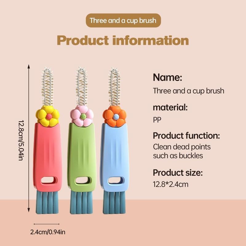 3 in 1 Cup Lid Gap Cleaning Brush, Multifunctional Bottle Brush, Cup Lid Gap Cleaner, Home Kitchen Crevice Cleaning Brush Tools (3PCS)