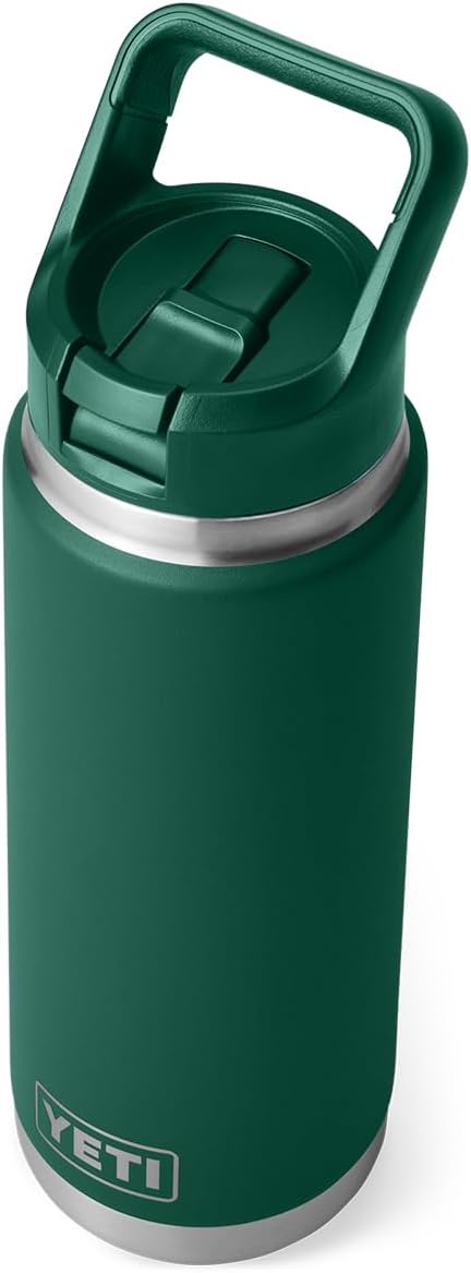 YETI Rambler 26 oz Bottle, Vacuum Insulated, Stainless Steel with Color Matching Straw Cap