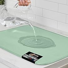 GORILLA GRIP Ultra Water Absorbent Microfiber Dish Drying Mat, 18x24, Quick Dry Thick Mesh, Slip Resistant Pad for Sink Di...