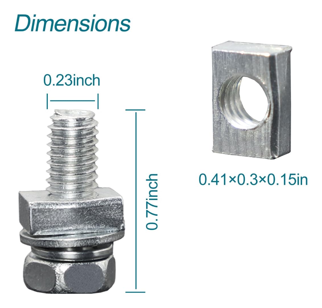 QIATOL 6 PCS Bolts and Nuts Kit, Motorcycle Battery Bolts and Nuts, M6x16MM Motorcycle Battery Screw and Nut, Battery Terminal Bolts and Nuts Carbon Steel
