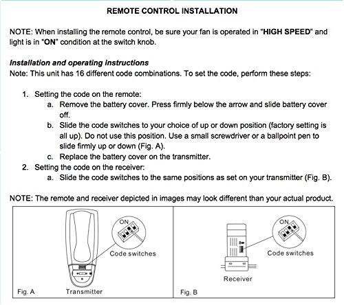 Anderic Uc7078T For Hampton Bay Ceiling Fans - Remote Control With Wall Mount Only (Receiver Not Included) - Chq7078T, Uc7078T,