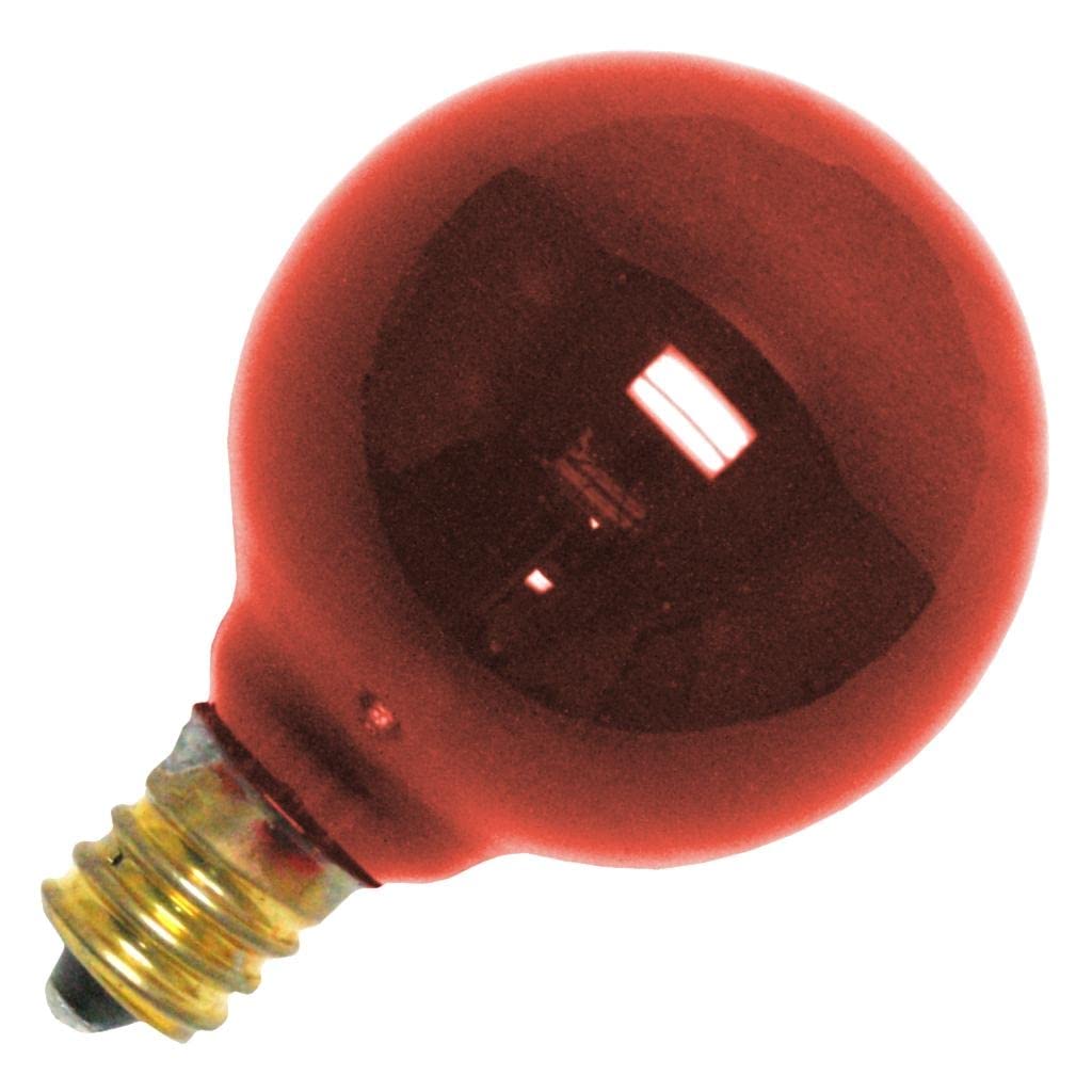 Satco S3833 10W G12.5 Incandescent Light Bulb, Candelabra Base, Transparent Red, Glass, 120V, 1 Count