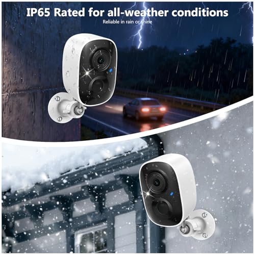 2K Security Camera Wireless Outdoor,Solar Powered WiFi Cameras for Home Security with Motion Detection,Color Night Vision(...