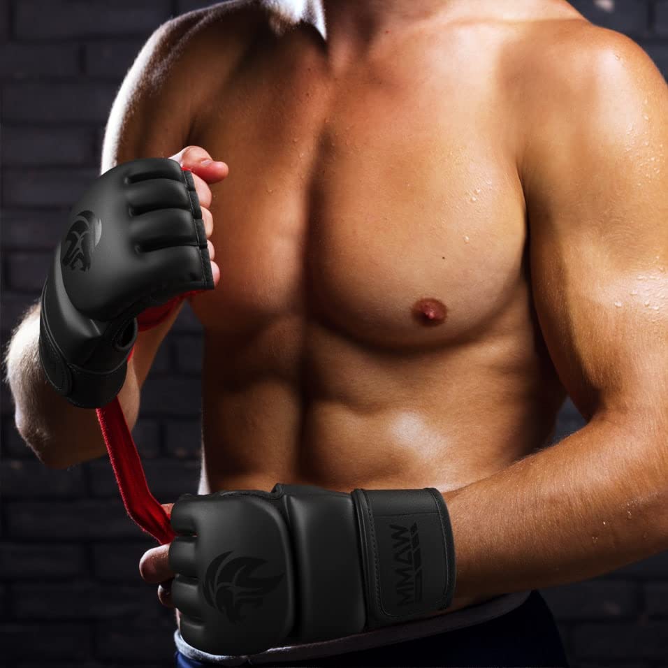 WAMM Sports MMA Gloves - for Men & Women - MAXForce EVE Anti-Injury Shock Absorb Boxing Gloves Kickboxing Gloves - Half Fi...
