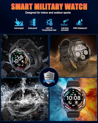 Military Smart Watches for Men(Answer/Make Calls), 1.39" HD Fitness Watch, 24/7 Heart Rate Sleep Monitor, Smart Watch for ...