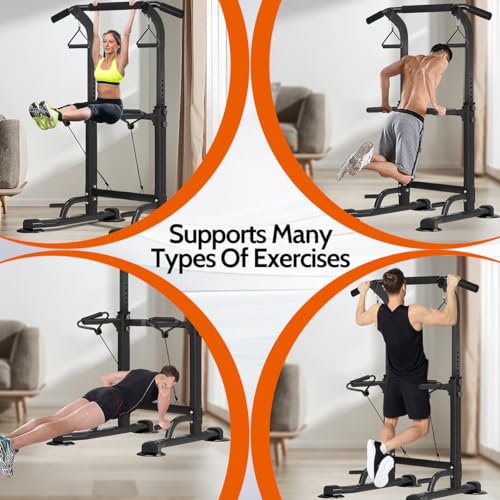 Power Tower Pull Up Dip Station Adjustable Height Multifunctional Home Strength Training Fitness Exercise Equipment, Simpl...