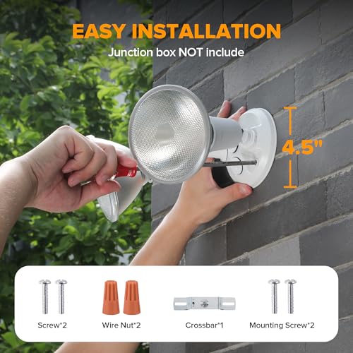 LUTEC 2 Pack Adjustable Twin Par Holder Outdoor Flood Lights, Switch Controlled Security Lights, Floodlights Fixture, Wate...