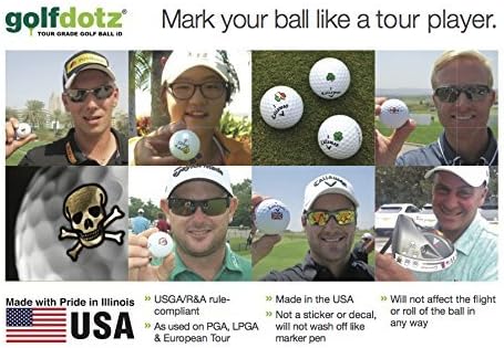Golfdotz - USGA Rule Conforming Golf Ball Markers, Golf Ball Stickers for Marking Balls, No More Smearing from Stamps, Gifts for Golfers, Dads, and Retirees, (18-32-Count)